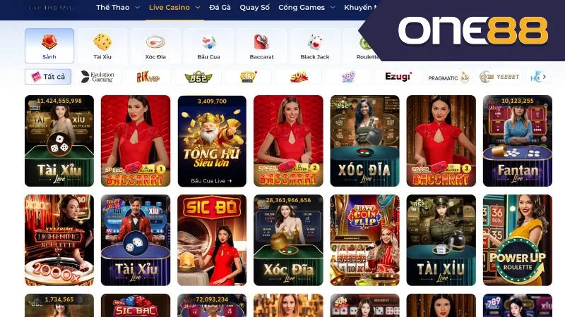 Sảnh Casino trực tuyến với công nghệ phát trực tiếp hiện đại